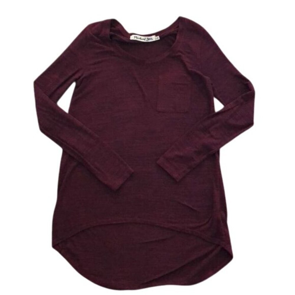 Michael Stars Chelsea Triblend High Low Maroon Long Sleeve T-shirt